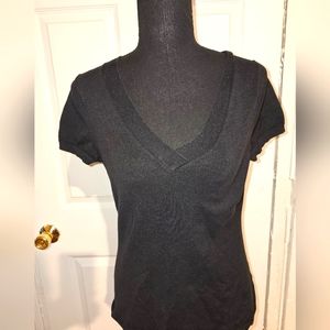 Banana Republic Women's Medium Black V-Neck T-shirt